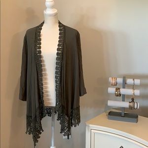 Maurices Sz XS olive green laced cardigan NWT